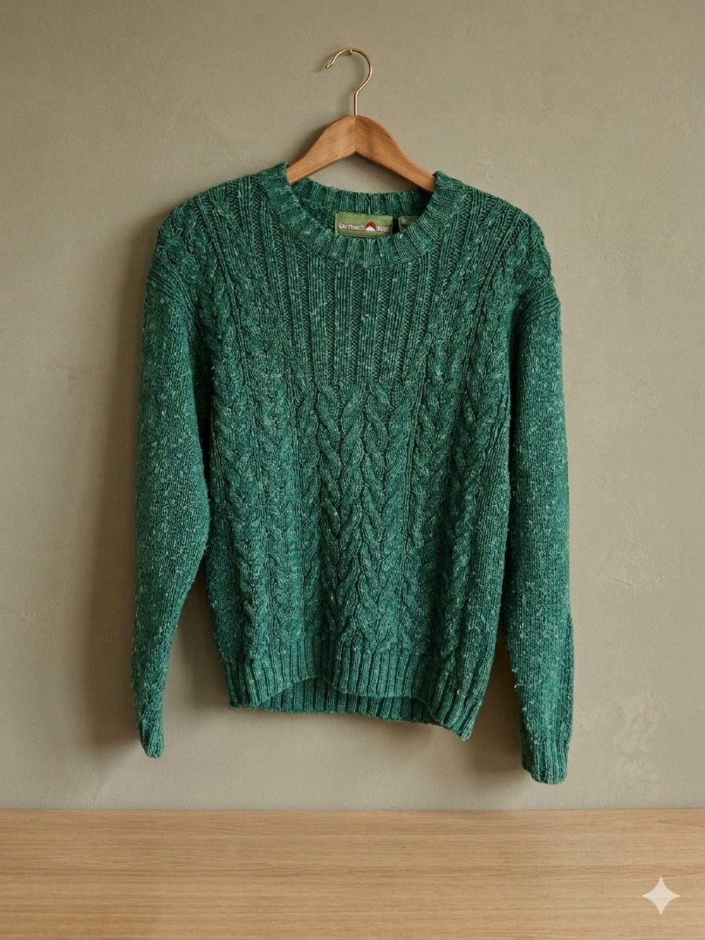Vintage Outback Red Emerald Green Cable Knit Sweater
